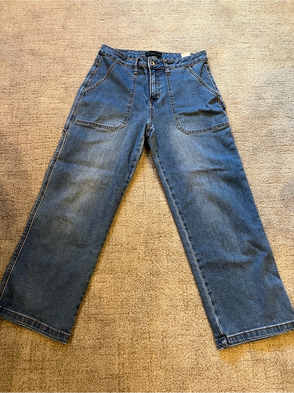 Sanctuary Women's Cropped Carpenter Jeans in Blue Denim